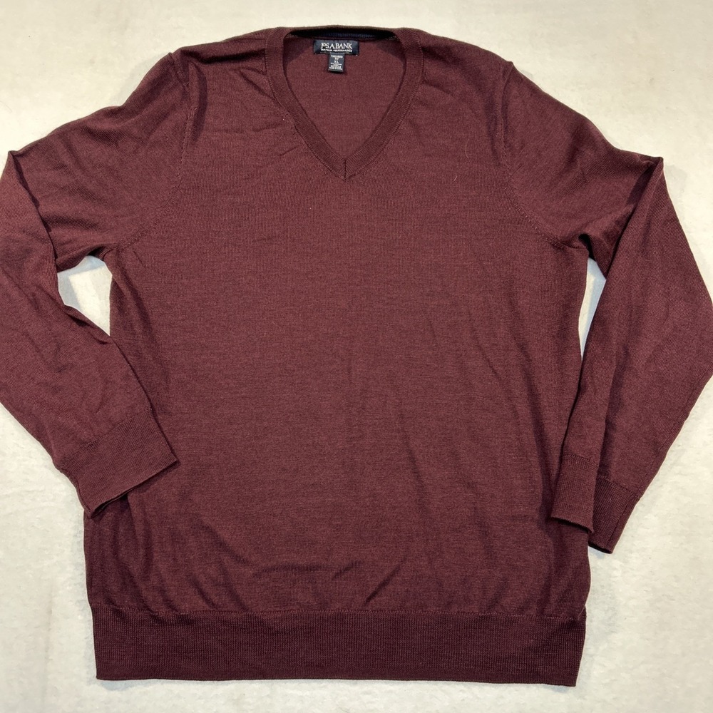 Jos. A. Bank Traveler Performance Merino Wool V-Neck Sweater Burgundy XL